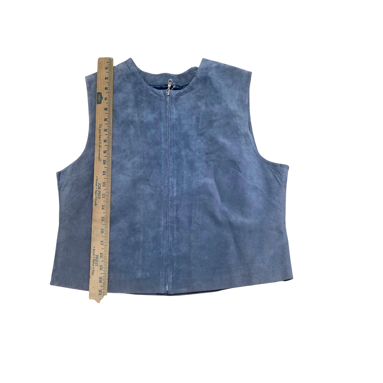 Saguaro Blue Gray Genuine Suede Leather Zip Up Vest Womens Xl 96512 India Nwt — image 3 of 8